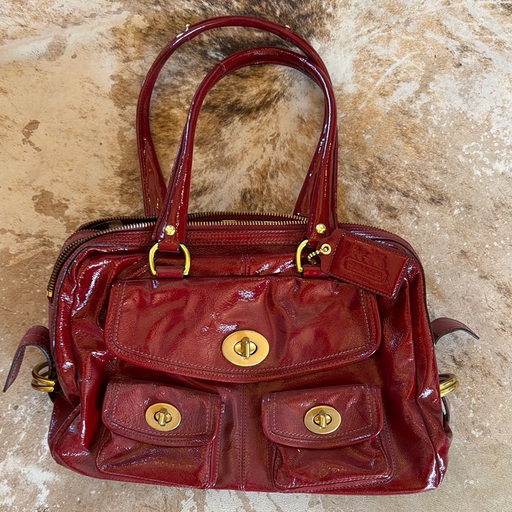 Coach Glossy Burgundy Shoulder Bag